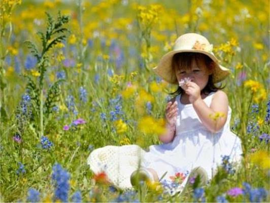 Enfant fleurs nature