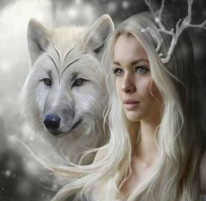 Femme et loup