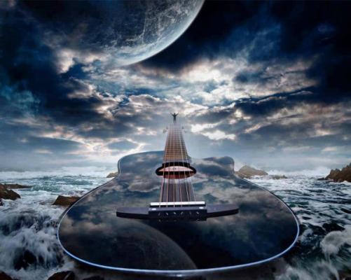 Guitare,musique,ciel